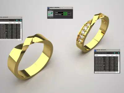 Wedding Rings Set STL 3DM 3D jewelry model cr0022 3D print model