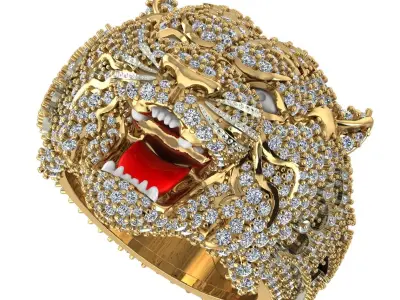 hip hop tiger ring 3D print model 3D print model