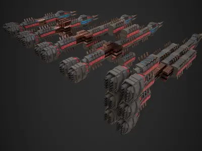 Modular Spaceship Seven Low-poly 3D model