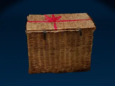 Wicker Box Chest Photoscan With Bow Low-poly 3D model