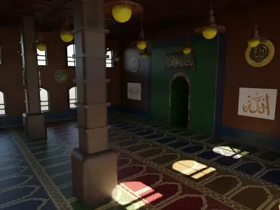 Mosque Interior Low-poly 3D model