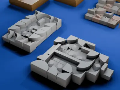 Modular Modern Art Sculpture Concept Golf Creator Kit Low-poly 3D model