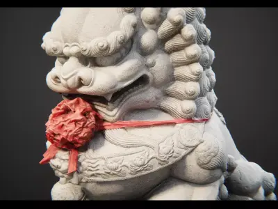 Chinese Temple Stone lion 3 LOD ready for Unreal and unity Low-poly 3D model