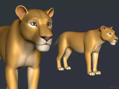Stylized Cartoon Lion 3D model