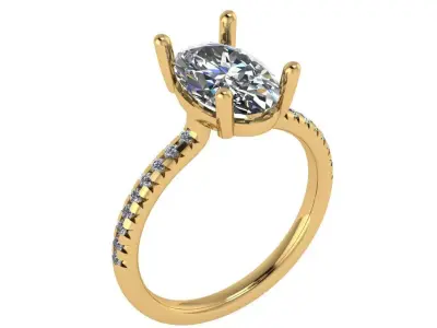 oval solitaire curved shank open concept  3D print model