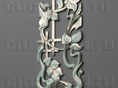 Bas-relief-01 cross with leaves and vines 3D print model