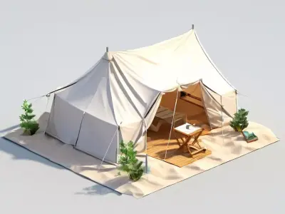Luxury Glamping Tent 3D Model Low-poly 3D model