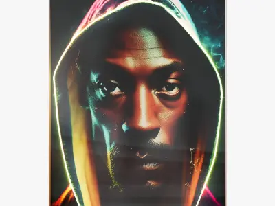 Snoop and Dre posters with neon 3D model