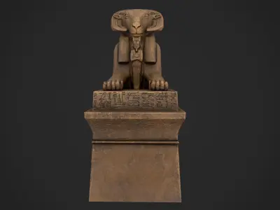 Criosphinx egyptian sphinx statue Low-poly 3D model