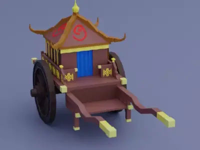 Ancient Chinese chariot Low-poly 3D model