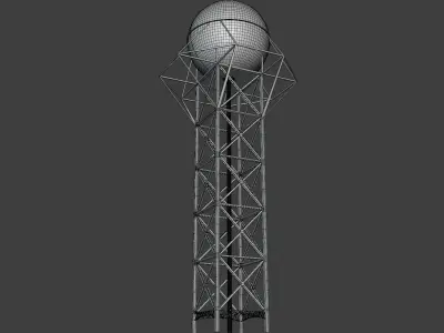 Water tower with graffiti 3D model