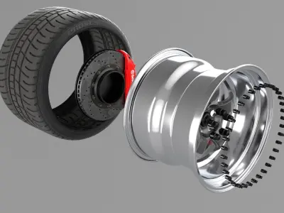 work meister s1 3piece wheel 3D model