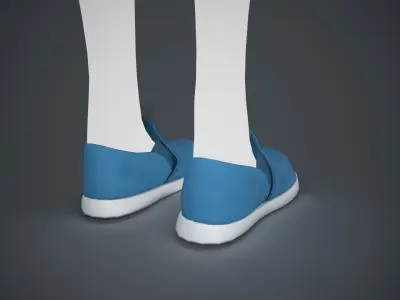 Blue Fabric Shoes Style 2  Low-poly 3D model