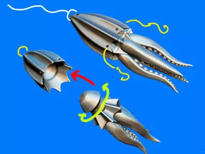 octopus squid cuttlefish two-piece fishing lure 3D print model