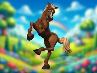 Happy toon Hooves Cartoon Horse 3D Model Low-poly 3D model