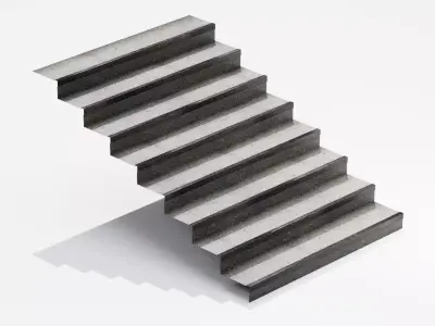 Blender Asset - Old Concrete Staircase Free low-poly 3D model