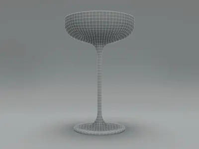 Coupe Champagne Glass Low-poly 3D model