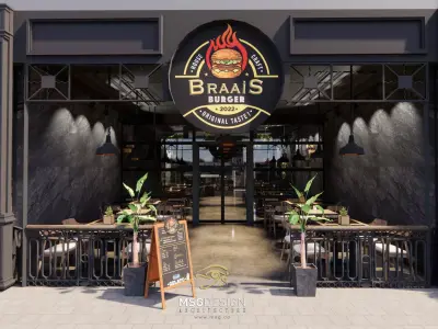 Burger House Restaurant Interior Design model 3D model