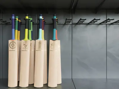 Icc Cricket Bad Branded Bat Display Rack 3D model