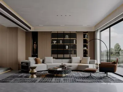 Modern living room dining room interior scenes  3D model 21