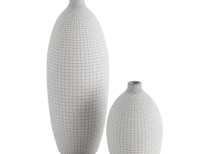 Gold Brushed Pattern Vases 3D model
