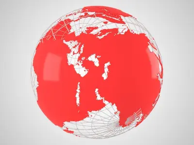 Globe News Skeleton Red 3D model