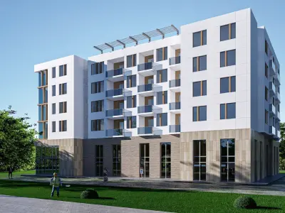 apartment building Low-poly 3D model