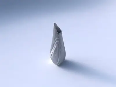 Vase puffy tipped triangle with wavy extruded lines 3 3D print model
