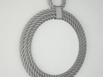 Whitewash Jute Rope Mirror 3D model