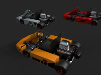 Kart Model pair of racing cars Low-poly 3D model