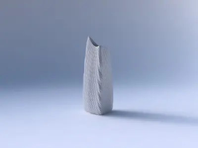 Vase curved tipping triangle 2 with twisted diagonal grid bulges 3D print model