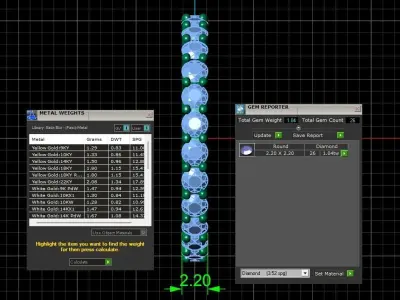 U Shaped Eternity Ring 2 point 2 mm stone size swiss 11 and EU51 3D print model