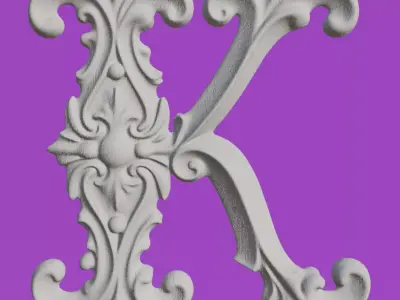 Double Sided BaroqueStyleUppercaseLetters01 3D model