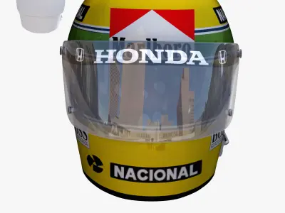 Ayrton Senna helmet 1976 Low-poly 3D model
