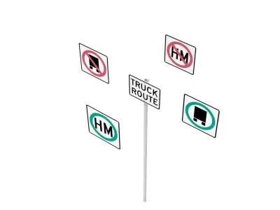 Road Sign - US - R14 Series Truck Routes 3D model