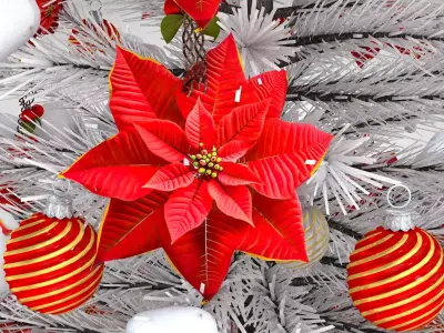 Christmas Red Flowers Pouf and Pillow 3D Model 3D model