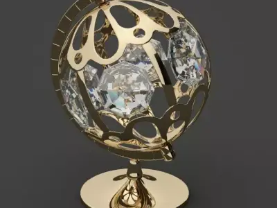 Luxury Golden Globe Decor 3dm stl 3D print model 3D  3D print model