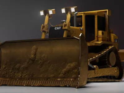 Bulldozer Low poly 3d Model Low-poly 3D model