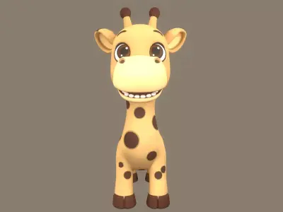 Rigged Cute Playful Light Brown Giraffe  Low-poly 3D model