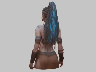 Female Barbarian Low-poly 3D model