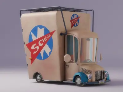 Cartoon Car Rigged 3D model