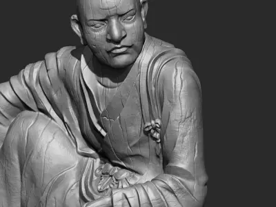 Luohan Wooden Character Sculpture Zbrush 2019 HighPoly 3D model