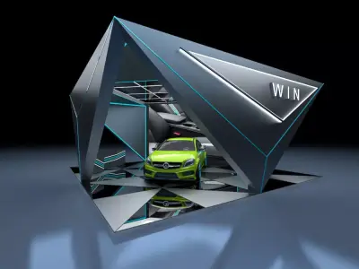 exhibition booth with car in it 3D model