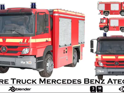 Mercedes-Benz Atego Firetruck Low-poly 3D model
