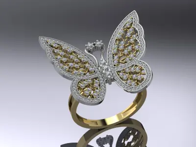 Butterfly Jewelry Ring Gold 3D print model