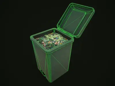 Dirty trash can Free low-poly 3D model