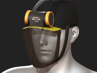 Gas mask helmet 3d model military combat fantasy  Low-poly 3D model