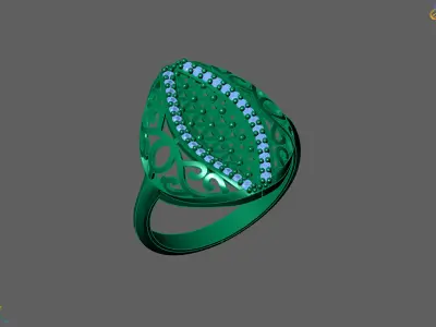 Women Ring With Stone Diamond Ready STL 3DM Models Womens Rings 3D print model 21