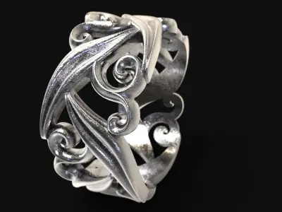 Ring with floral ornament 3D print model 3D print model