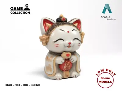 Chinese figure cat Low-poly 3D model